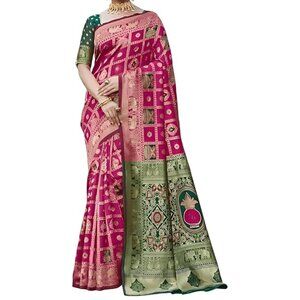 Elegant Pink and Green Saree
